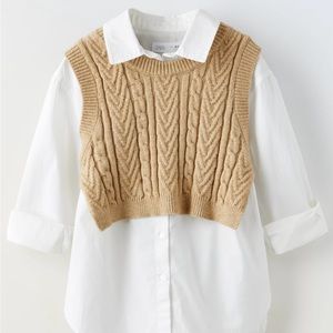 Shirt with knit overlay